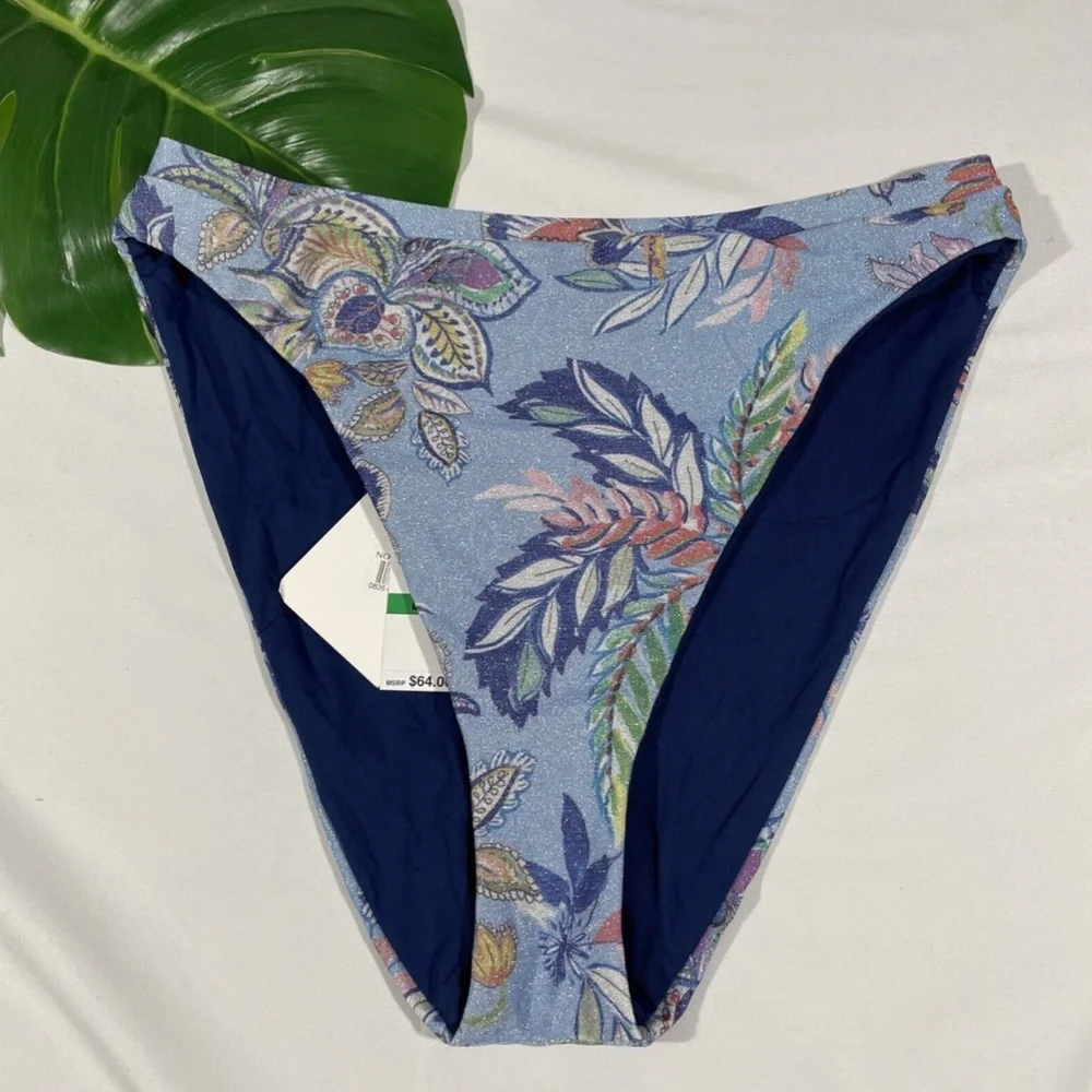 NWT BECCA [ Large ] South‎ Pacific High Waist Bikini Bottoms In Sky